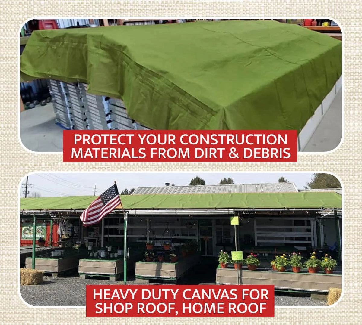 6' x 8' Green Canvas Tarp 12oz Water Resistant C400903