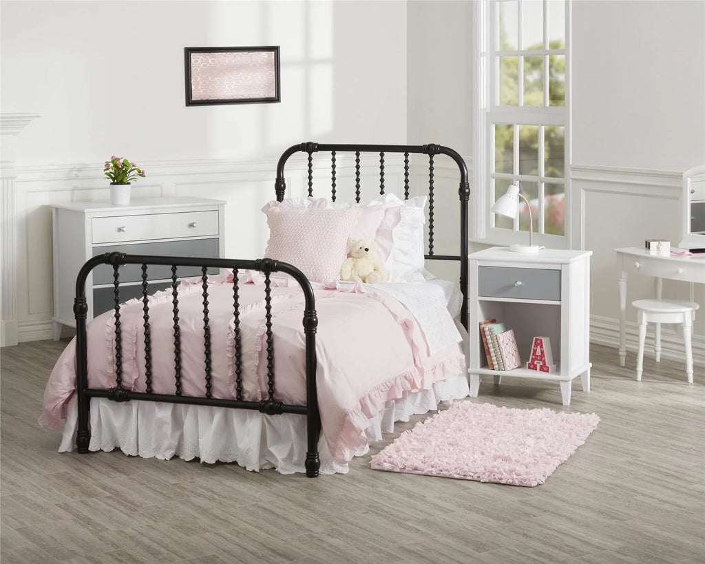 Twin Black Metal Bed U3681