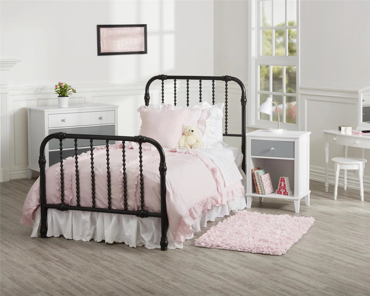 Twin Black Metal Bed U3681