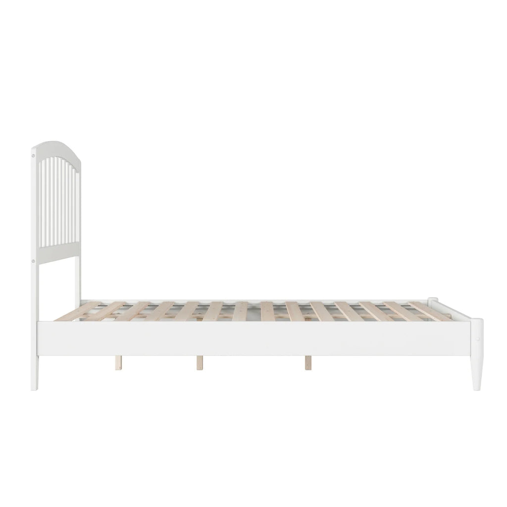 White Full Solid Wood Low Profile Platform Bed V6637