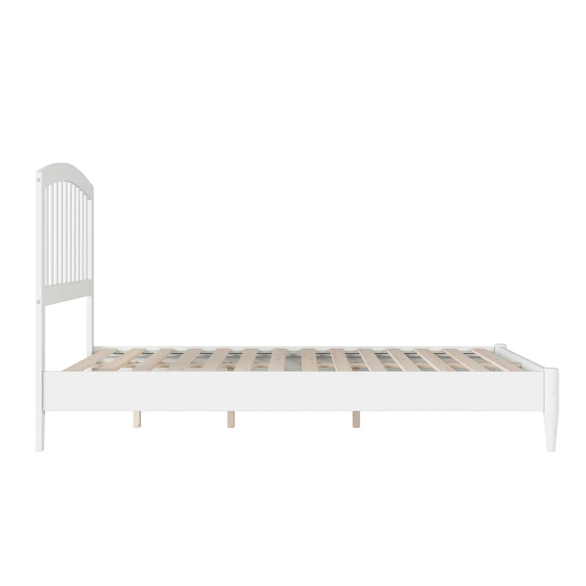 White Full Solid Wood Low Profile Platform Bed V6637