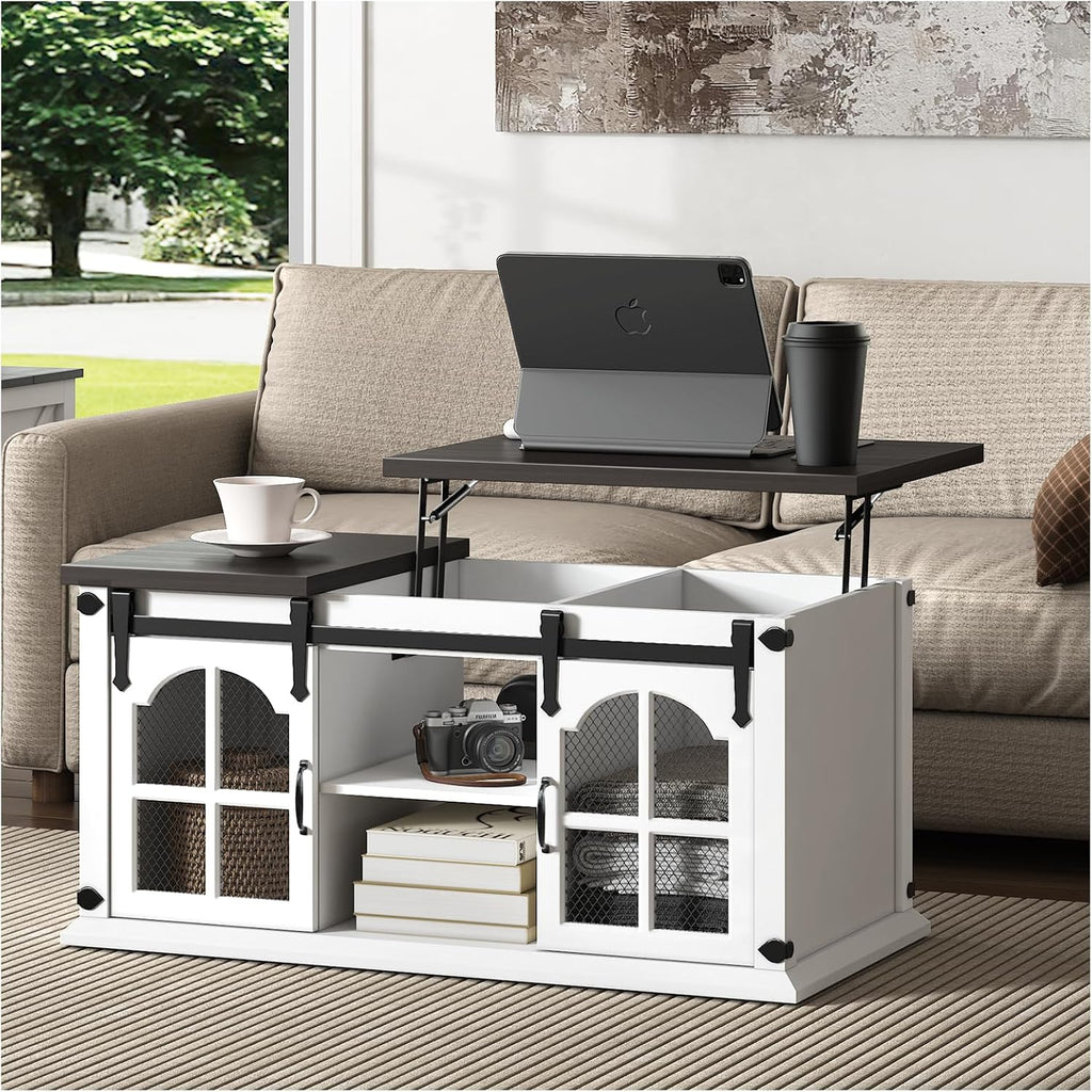 White Lift Top Coffee Table with Storage B12742