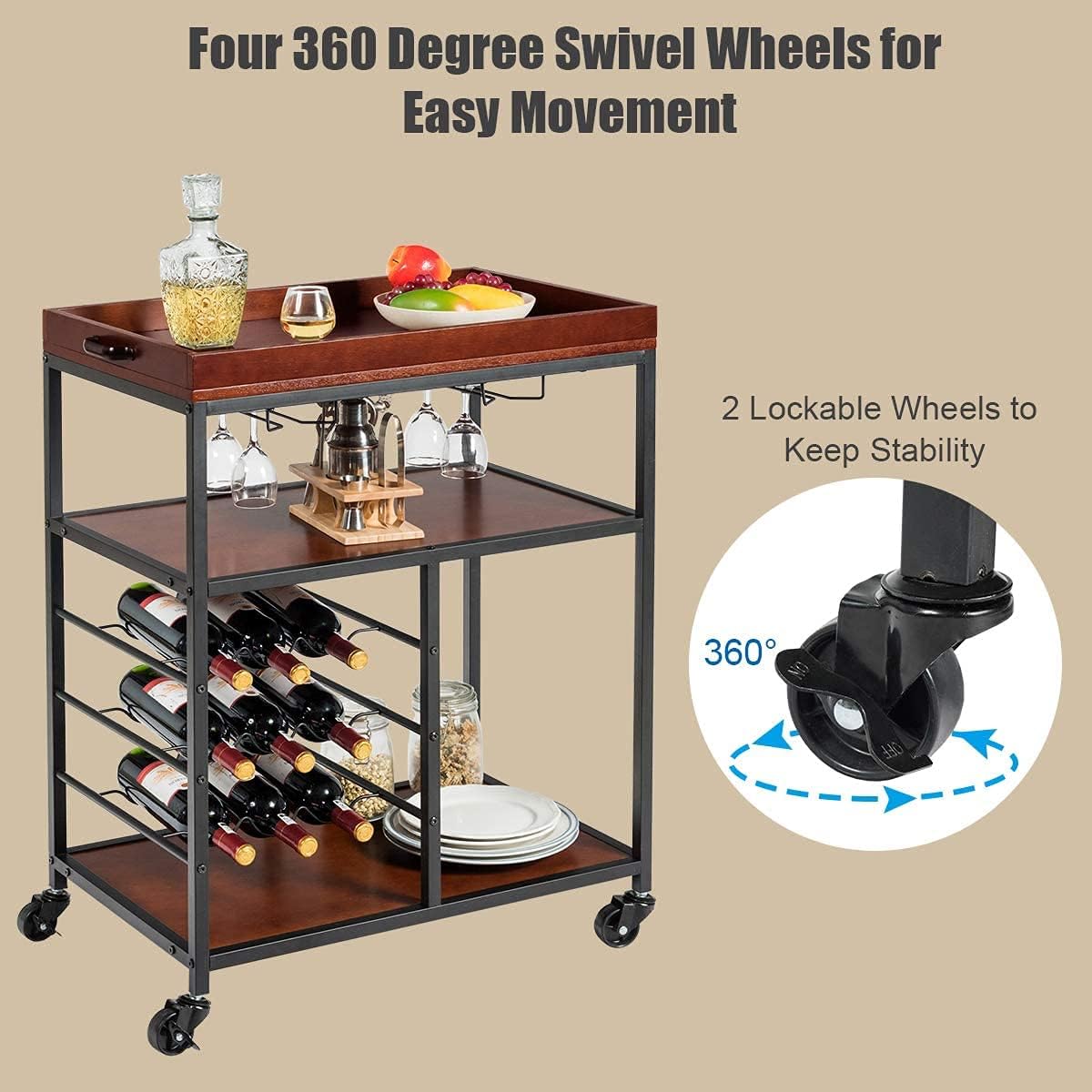 Rustic Brown Kitchen Island Cart G754019