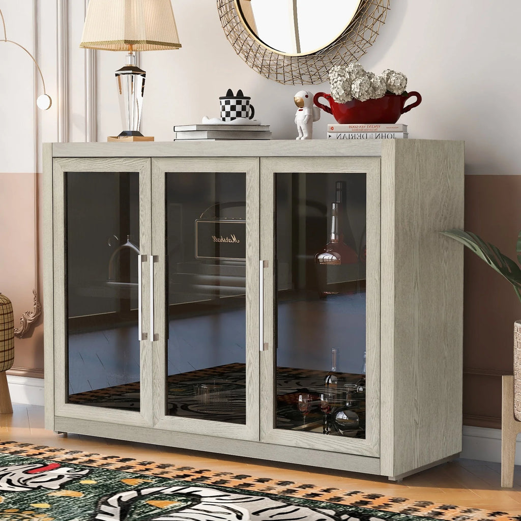 35" Tall MDF 3-door Accent Cabinet with Adjustable Shelf X569051