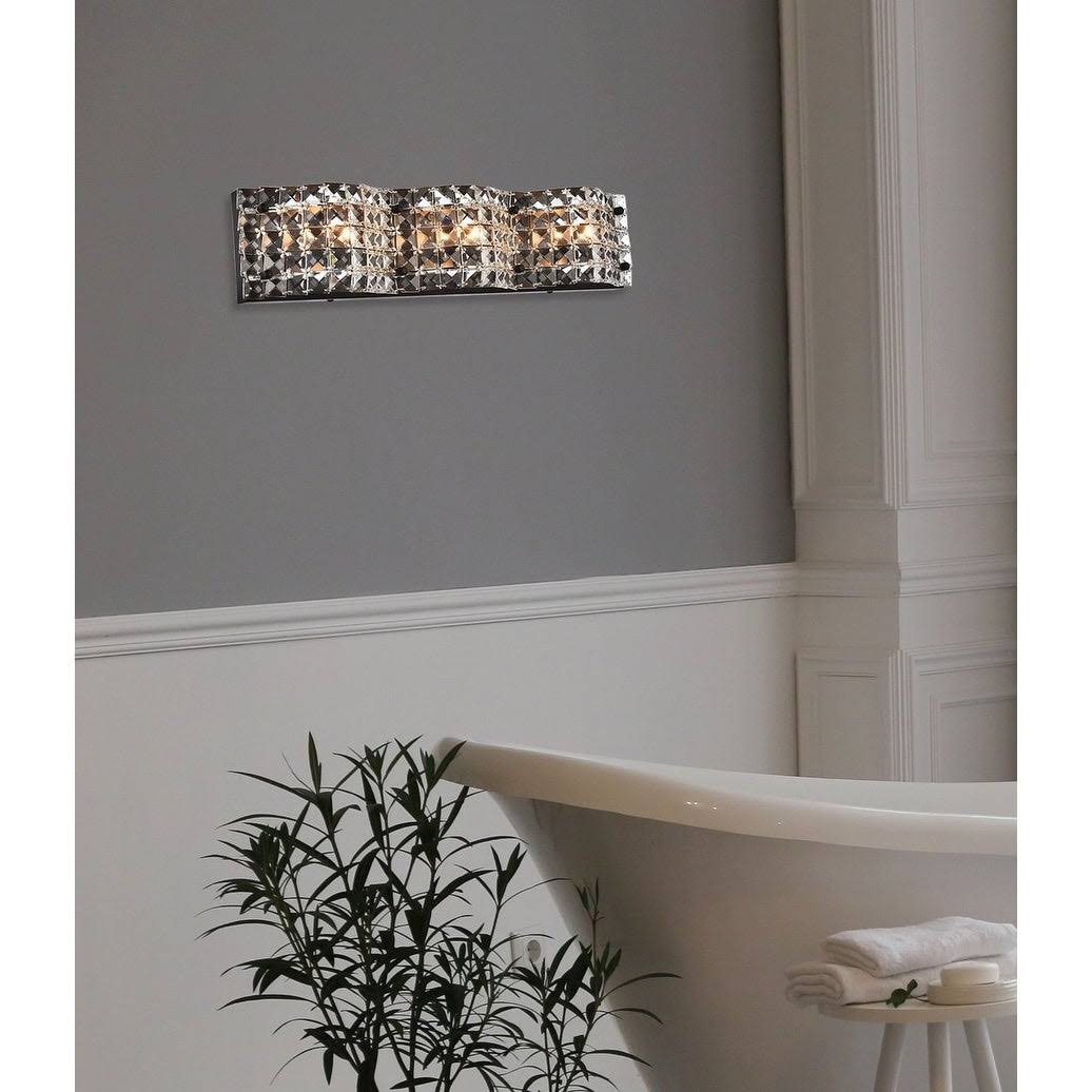 3 Light Bath Sconce with Clear Crystals Black Q77342