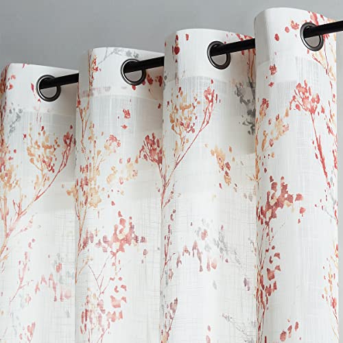 White Striped Sheer Curtains 63inch Length Light Filtering Semi Sheer Chiffon Window Curtains 2 pack Grommet Top B339046
