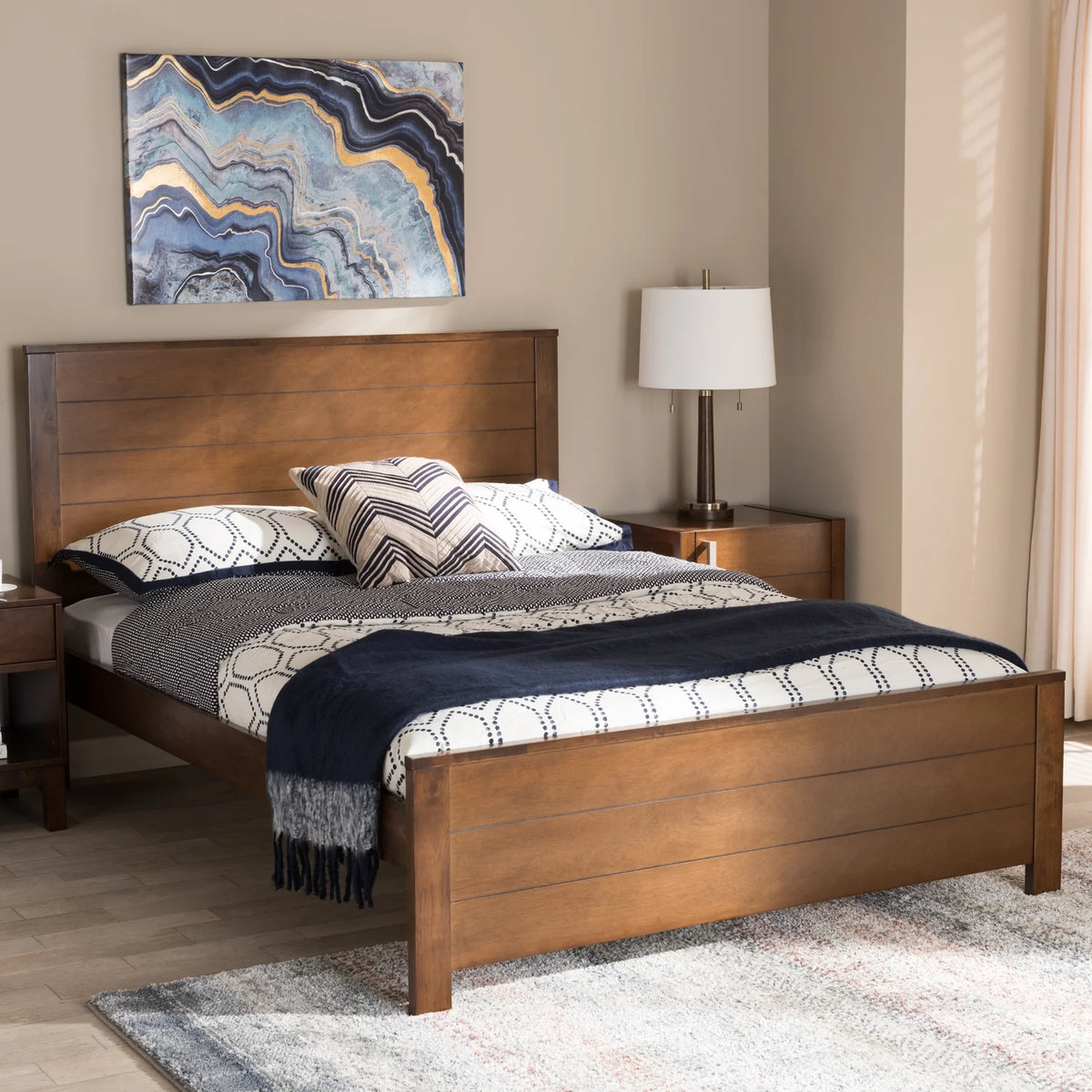 Brown Wood Full Platform Bed G9463