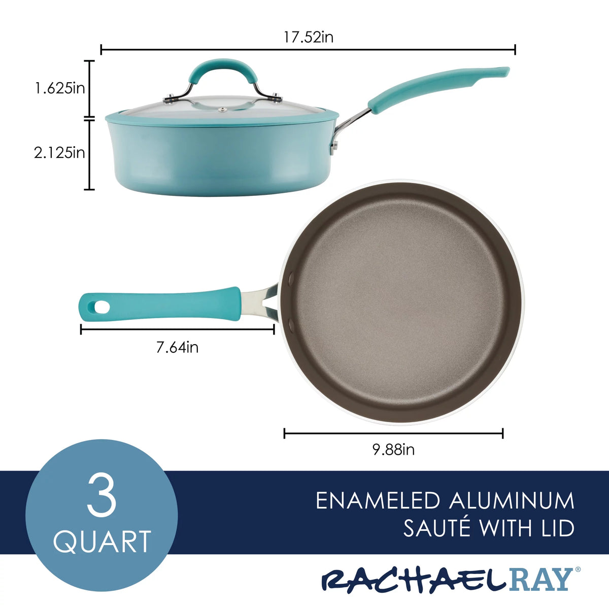 Aluminum Nonstick Saute Pan with Lid, 3 Quart J870392