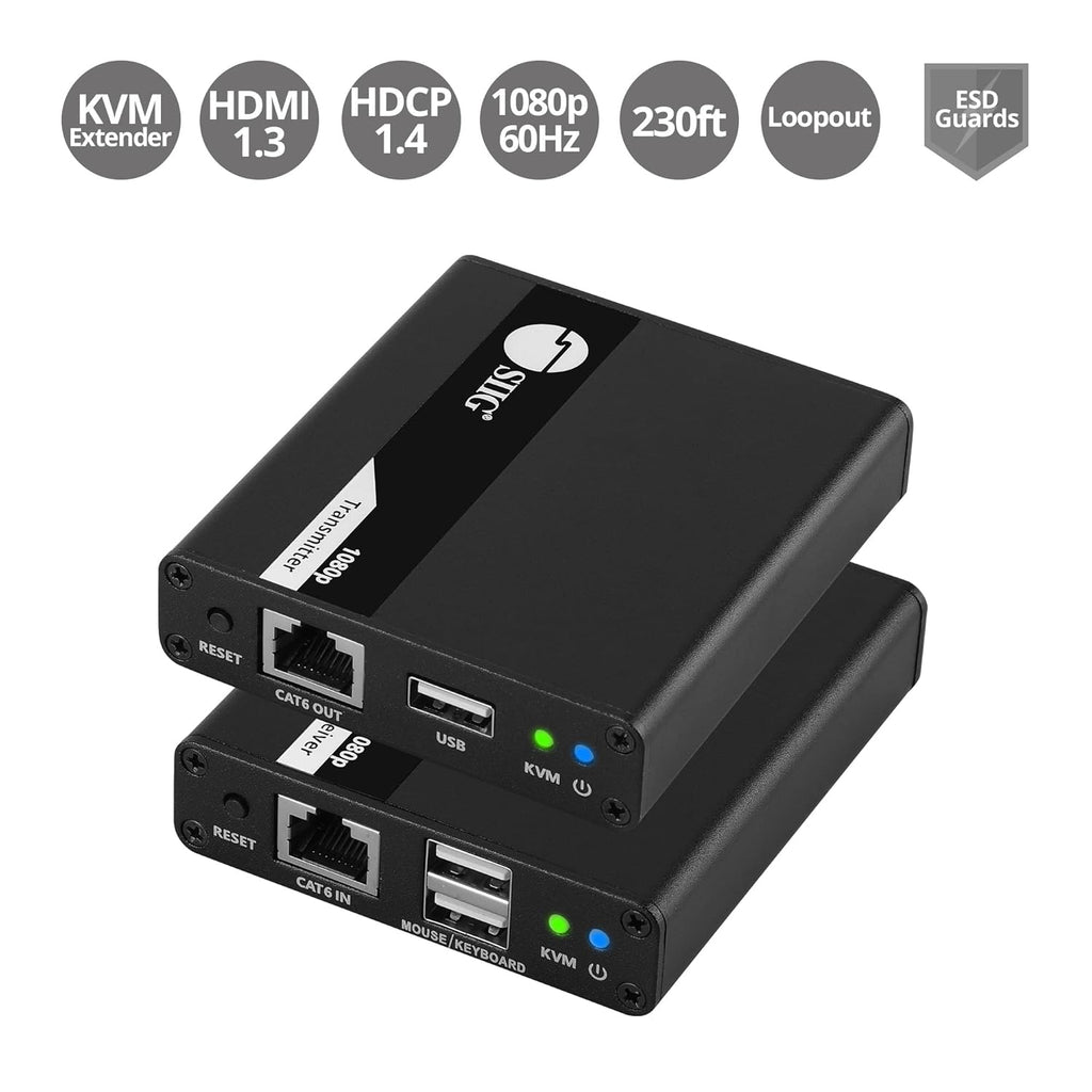 HDMI KVM Extender over CAT6/6e/7 Cable, 1080p 60Hz, Transmitter & Receiver Y2566