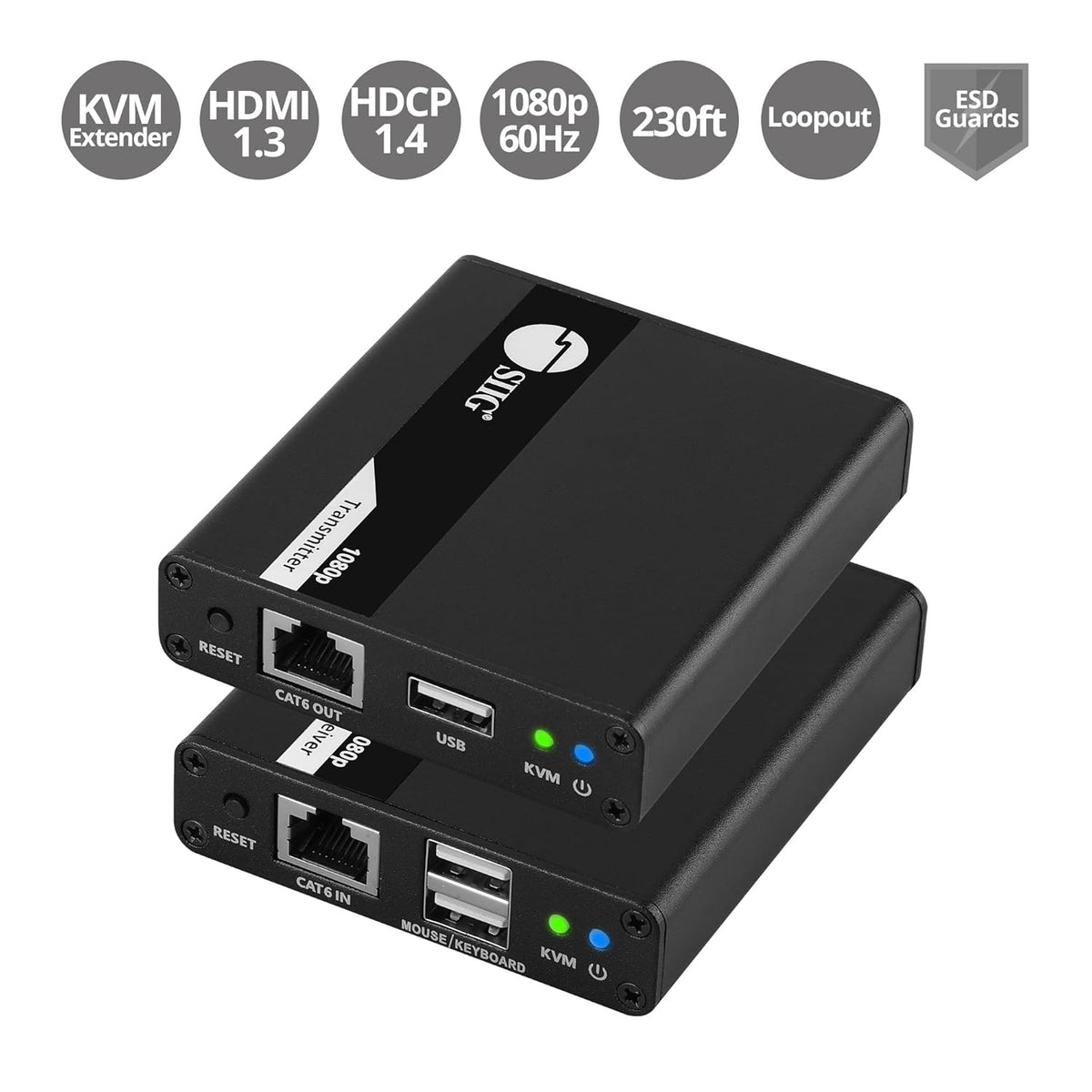 HDMI KVM Extender over CAT6/6e/7 Cable, 1080p 60Hz, Transmitter & Receiver Y2566