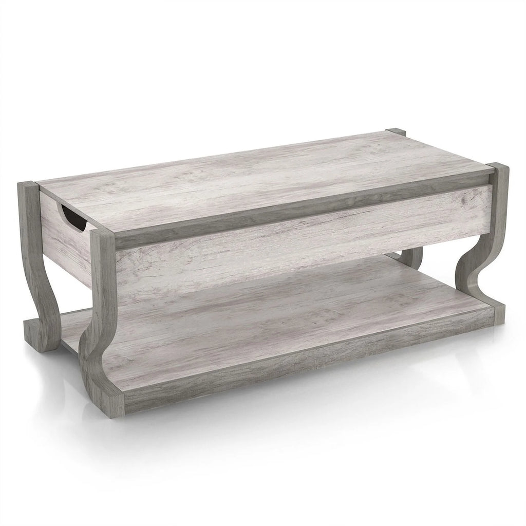 Wood 2-Piece Coffee Table Set in Coastal White F686