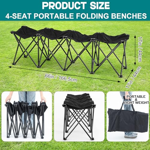 Folding 6 Seats Portable Sports Team Bench with Storage Bag N8588