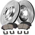 5 Lug Brake Disc Rotors + Ceramic Brake Pads + Clips A90493