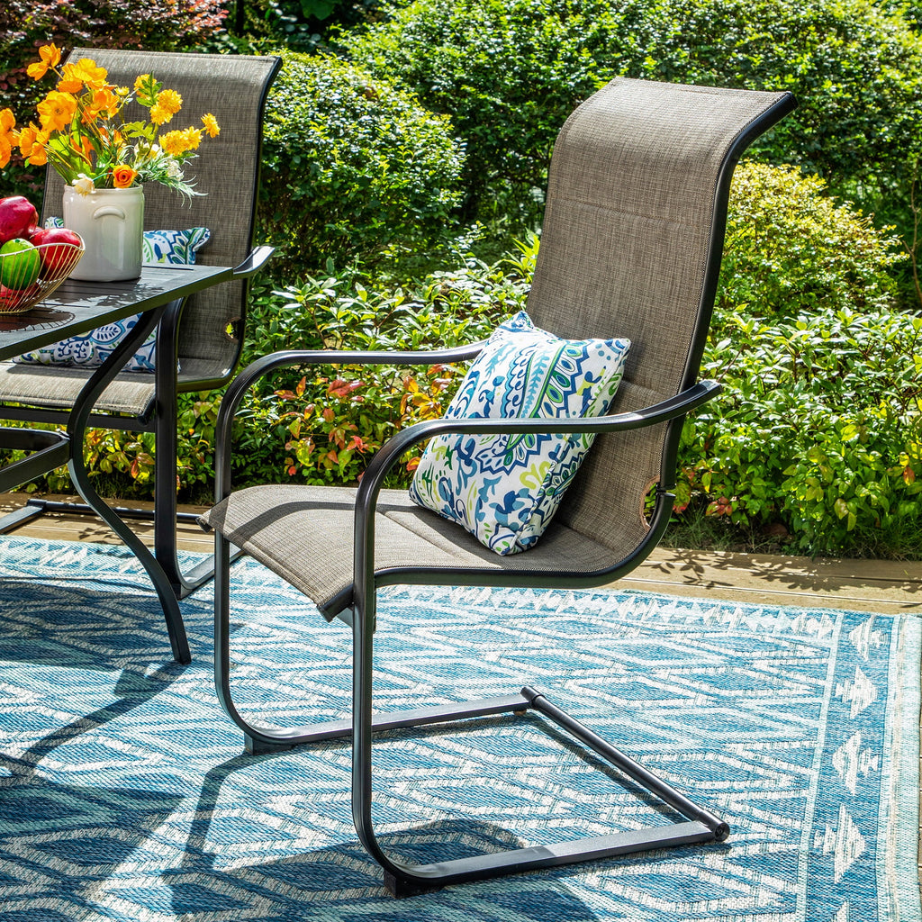 5 Pieces Outdoor Patio Dining Set with Textilene Chairs and Metal Table Y8546