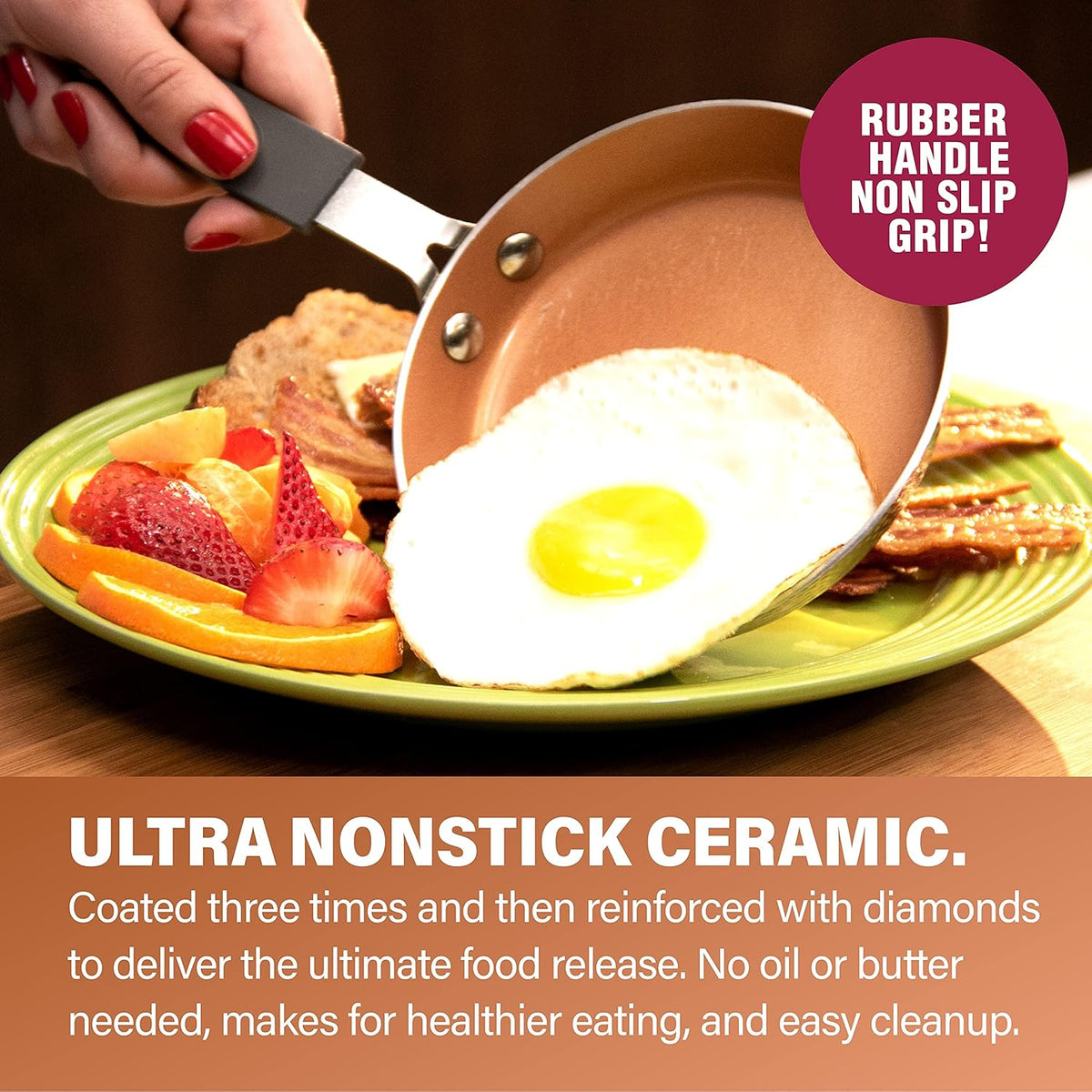 12" Nonstick Fry Pan with Rubber Grip Handle R7837