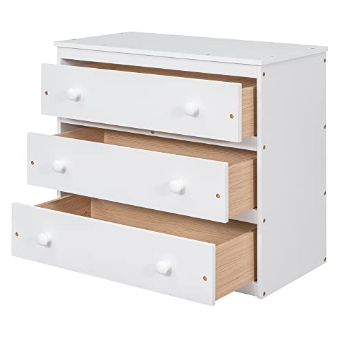 White Full High-Grade Pinewood Low Study Loft Bed with Desk, Cabinet, Bookshelf, Rolling Portable Desk, Full-Length Guardrail T412426