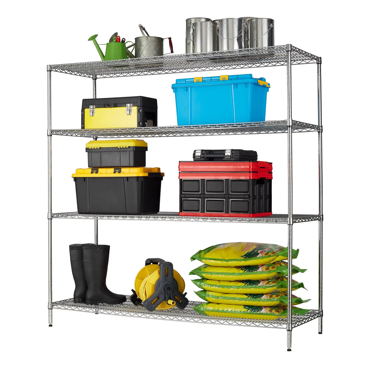 4 Shelf Wire Shelf Unit Chrome 4000 lb R720
