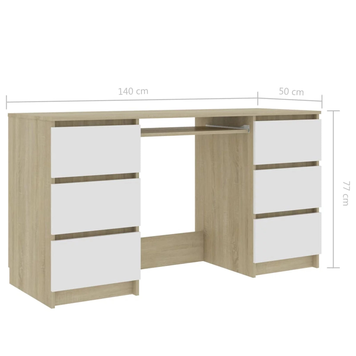 White Computer Desk with 6 Drawers M5313
