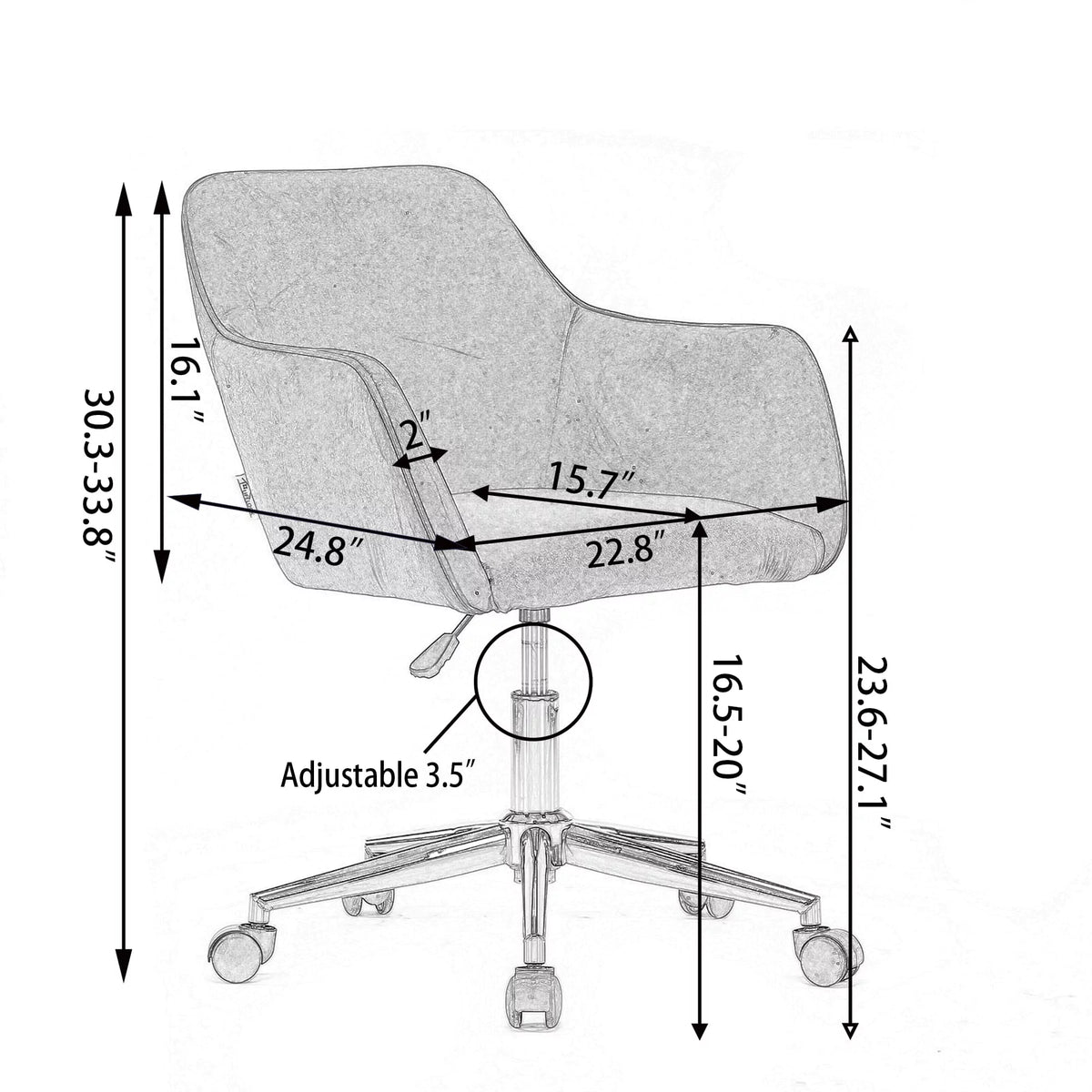 Pink Teddy Fabric Adjustable Height Office Chair T760