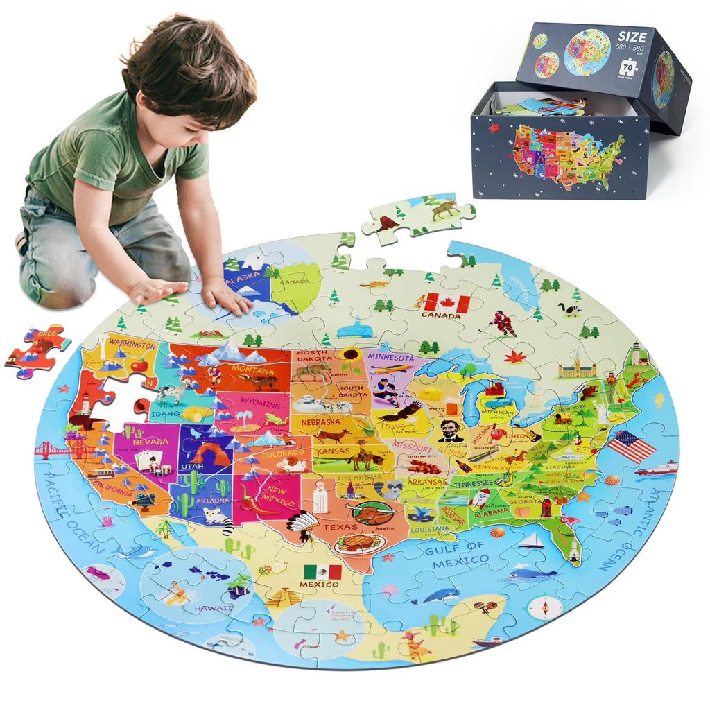 70 Pieces USA Map Floor Jigsaw Puzzle T150