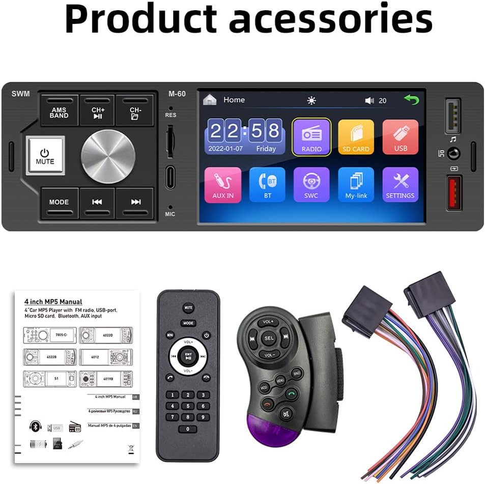 4 Inch Touching Large Display Screen Dual USB Car FM Radio MP5 Player Pack of 2 E835