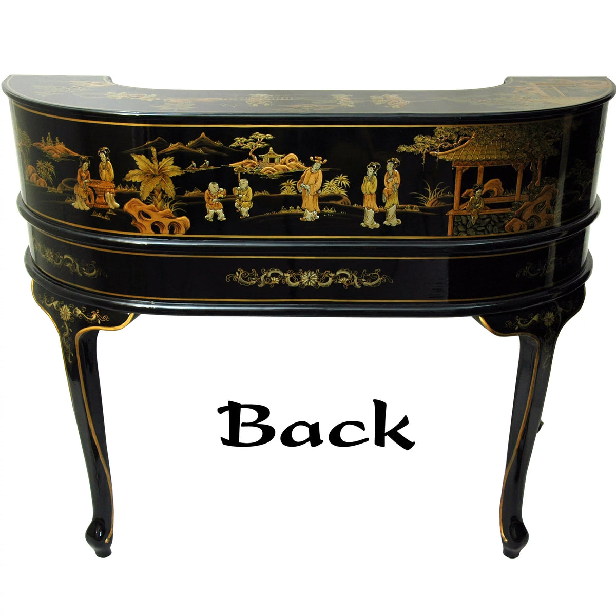 48" Handpainted Black Lacquered Writing Desk B1854