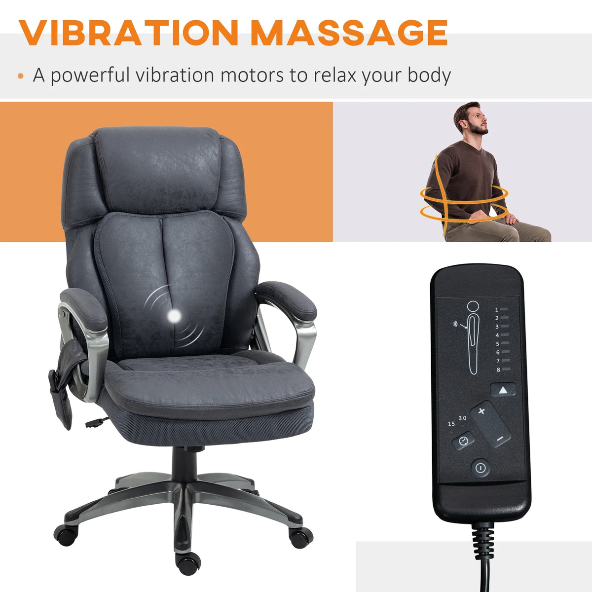 Gray Executive Office Chair with Vibration Massage W25457