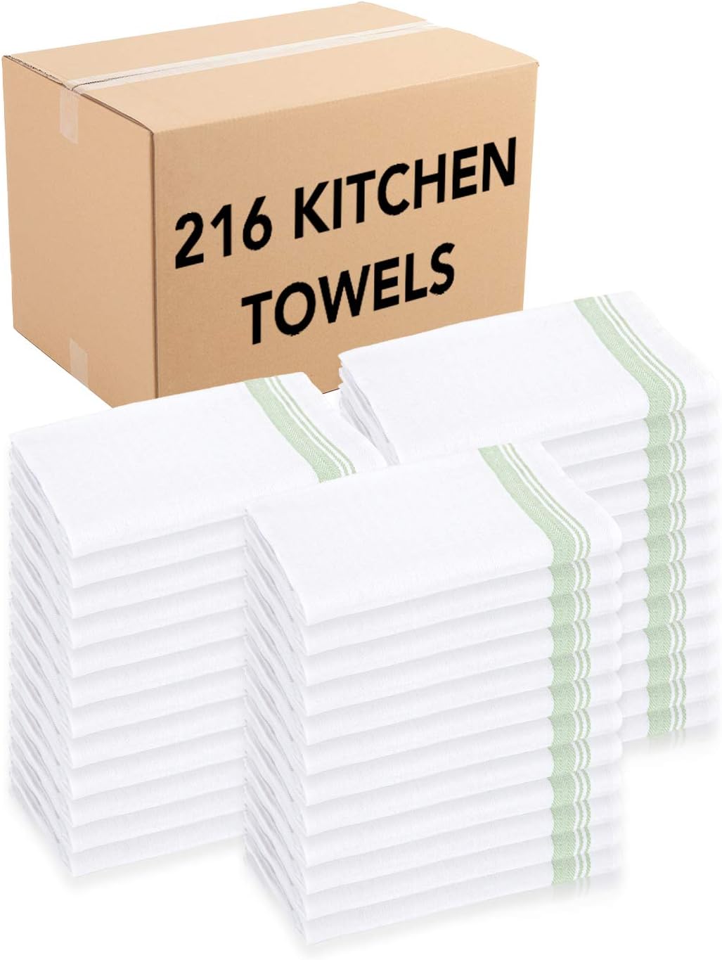 Oversized 100 Percent Cotton Kitchen Towels, Blue Stripes, 216 Bulk Case Pack Q35036