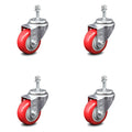 Red Poly Swivel Caster Set of 4 L555589