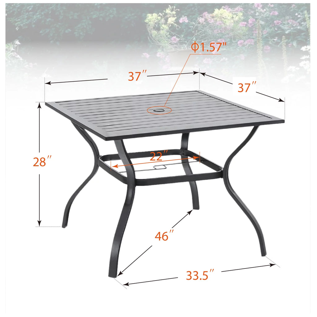 5 Pieces Outdoor Patio Dining Set with Textilene Chairs and Metal Table Y8546