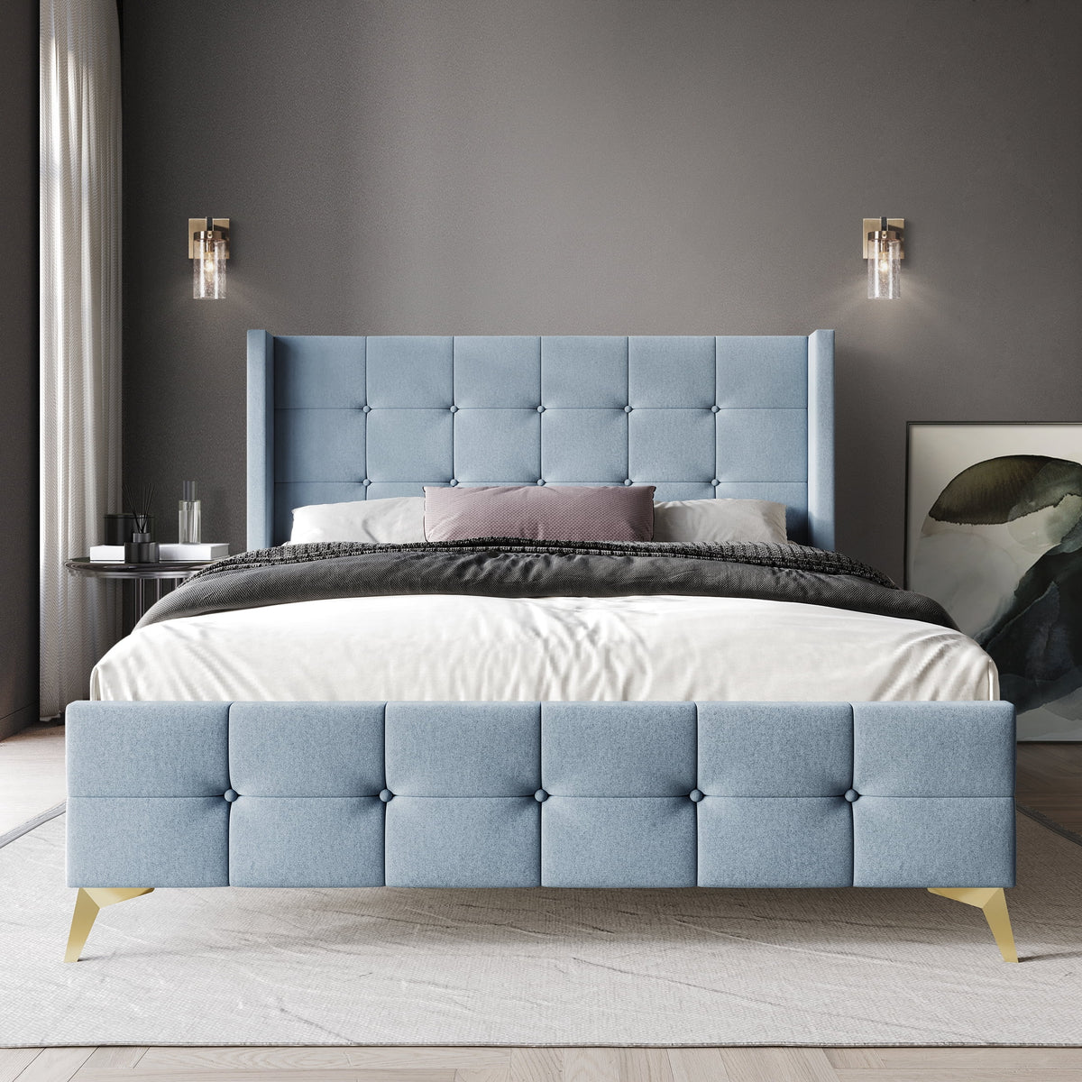 Twin Size Velvet Upholstered Bed G935530