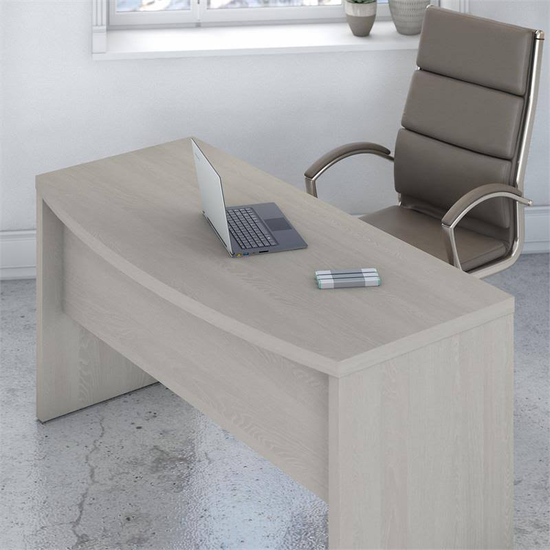 Bow Front Desk and Credenza with Mobile File Cabinet in Gray Sand D248100