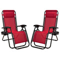 Adjustable Outdoor Zero Gravity Recliner Lounge Chair, Burgundy, 2 I289486