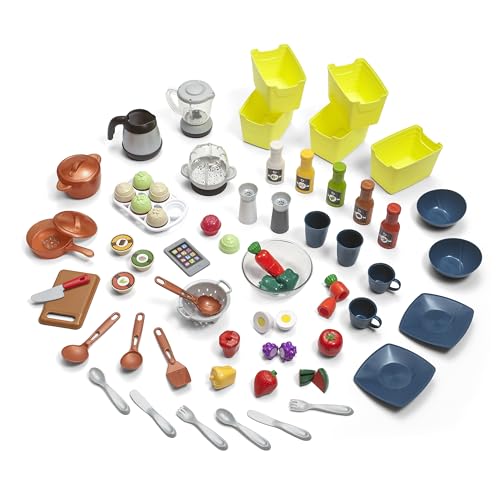 Kids Kitchen Playset with Lights and Sounds, 78 Piece Toy Accessories I69007