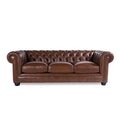 20" Traditional Leather Tufted Back Chesterfield Sofa F6888