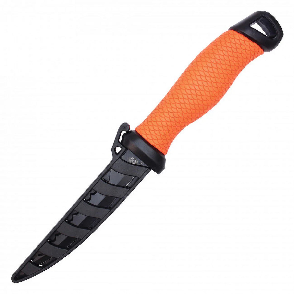 10.5" Gut Hook Filet Knife Orange Handle with Black Sheath M420
