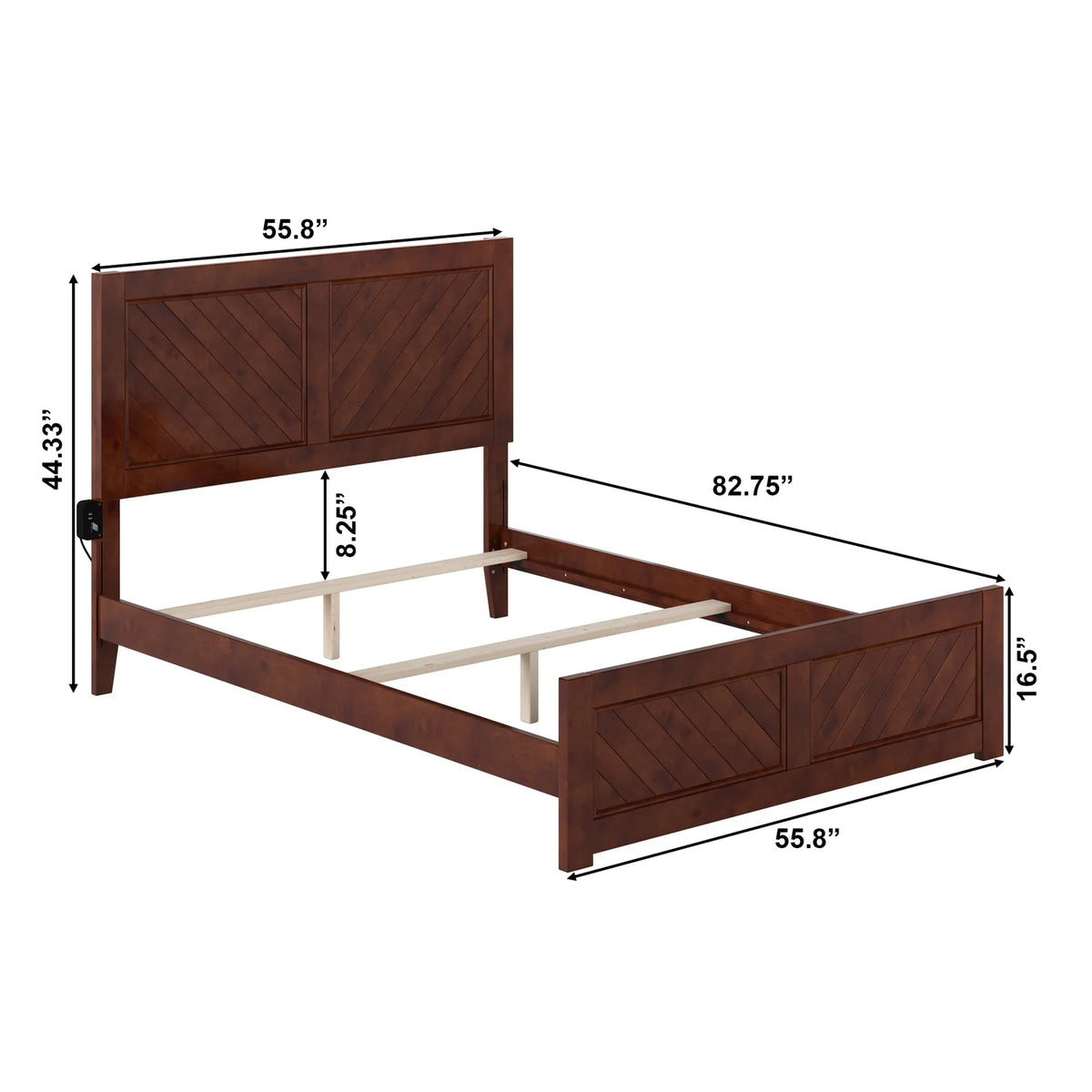 Full Solid Wood Foundation Bed Frame with Matching Footboard D319