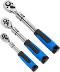 3-Piece Extendable Ratchet Set 1/4 3/8 1/2-Inch Drive Socket Wrench Z495871