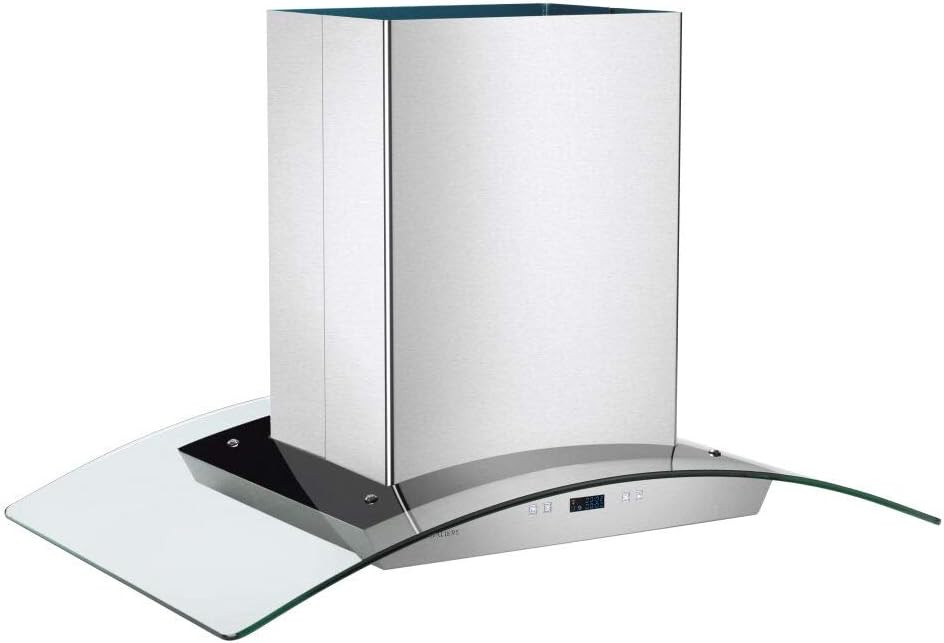 36 Inch Stainless Steel Glass Canopy Island Mounted Kitchen Range Hood T754