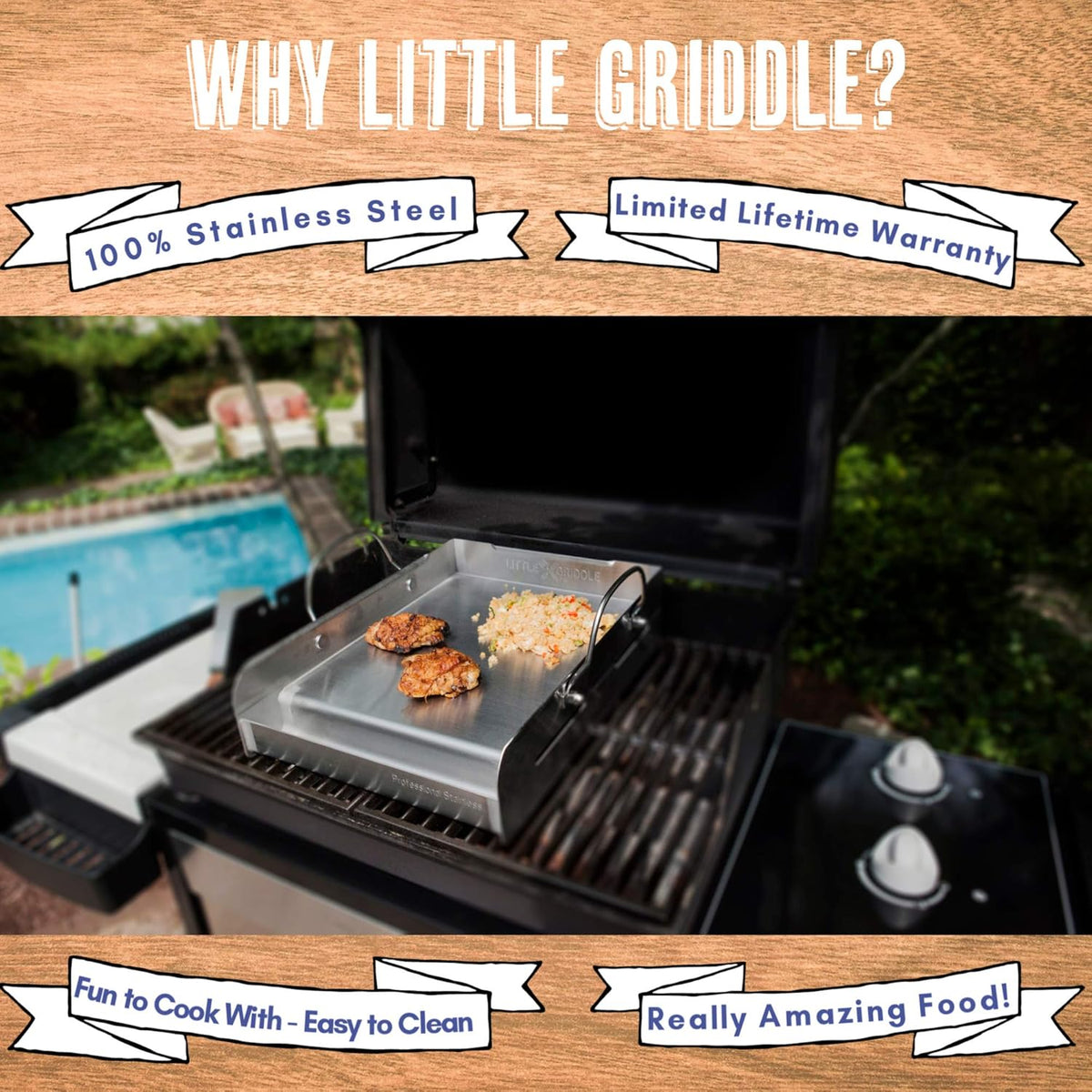 Stainless Steel Griddle with Removable Handles H89267