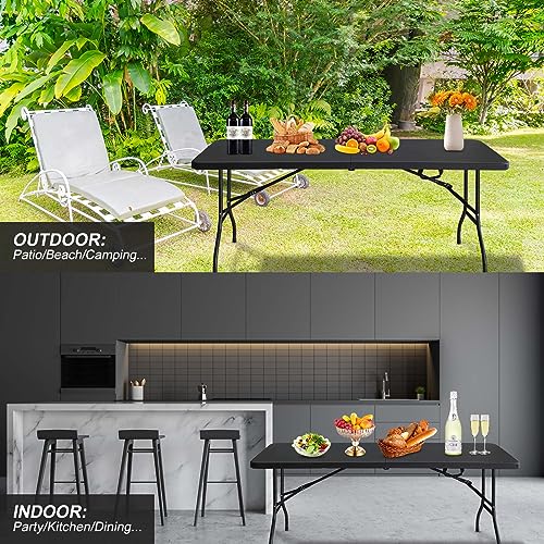 White Black Plastic Folding Table C77537