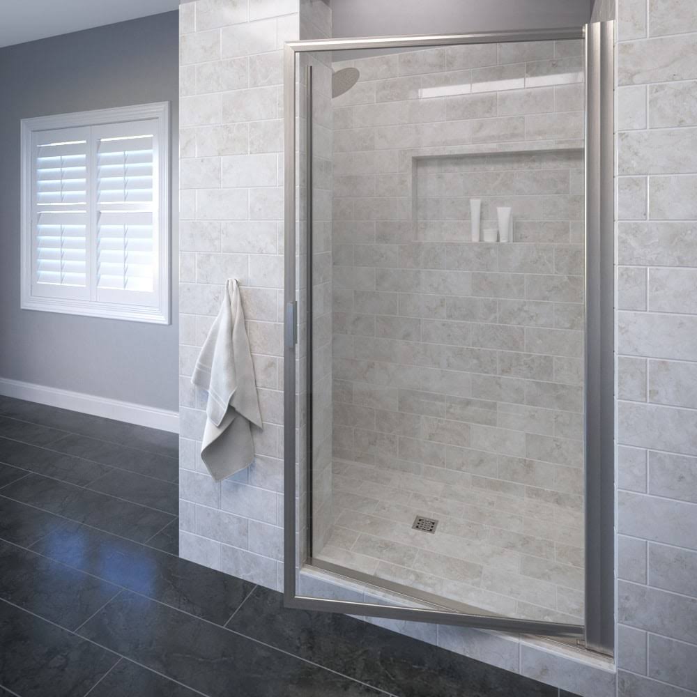Pivot Framed Shower Door with Brushed Nickel Y16198