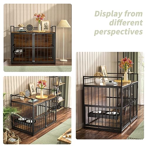 Large Dog Crate with 2 Stainless Steel Bowls D67598