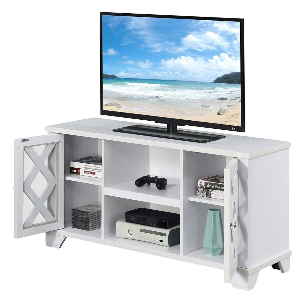 47" White TV Stand with Storage Cabinets Z1276