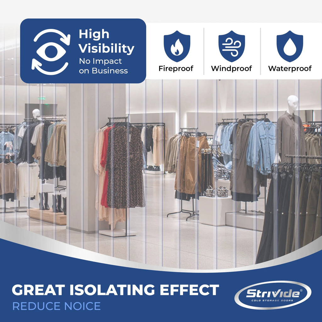 Clear PVC Strip Door Curtain Kit, 42 in. Width x 84 in. Height, 8 in. Wide x .08 in. Thick, 50% Overlap F48968