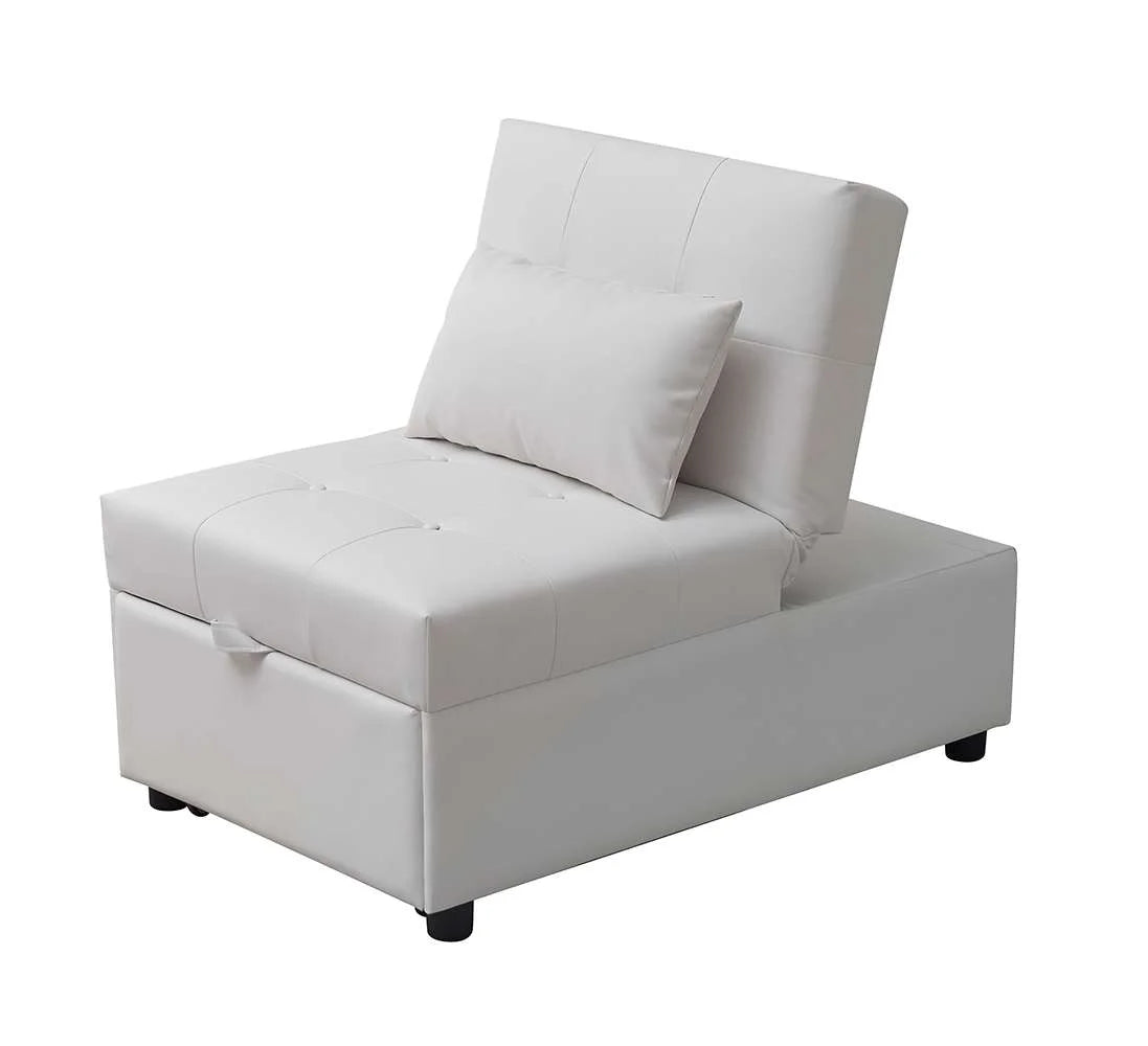 White Convertible Ottoman Sofa Bed L6145