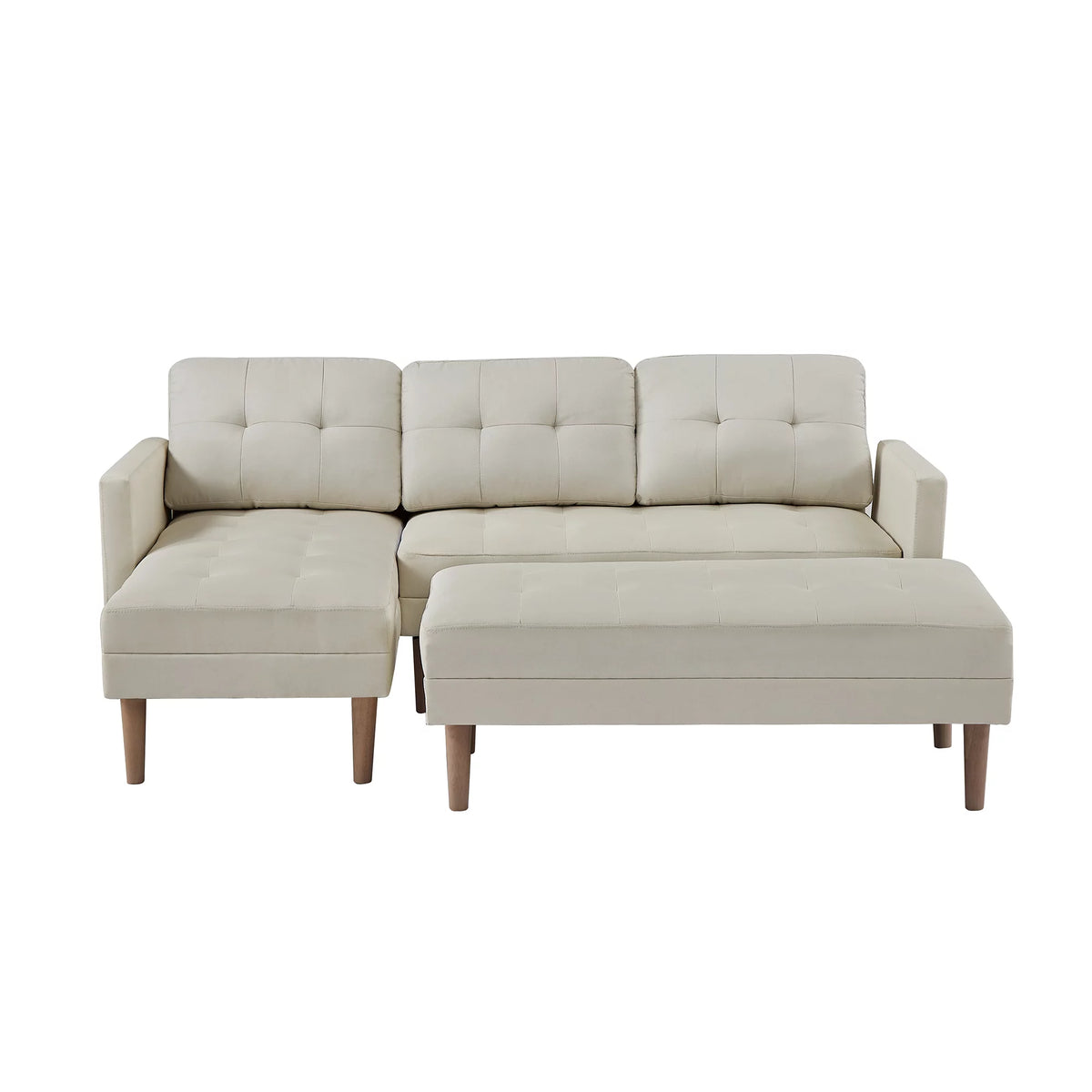 Beige Fabric Reversible Sleeper Sectional Sofa Bed F806