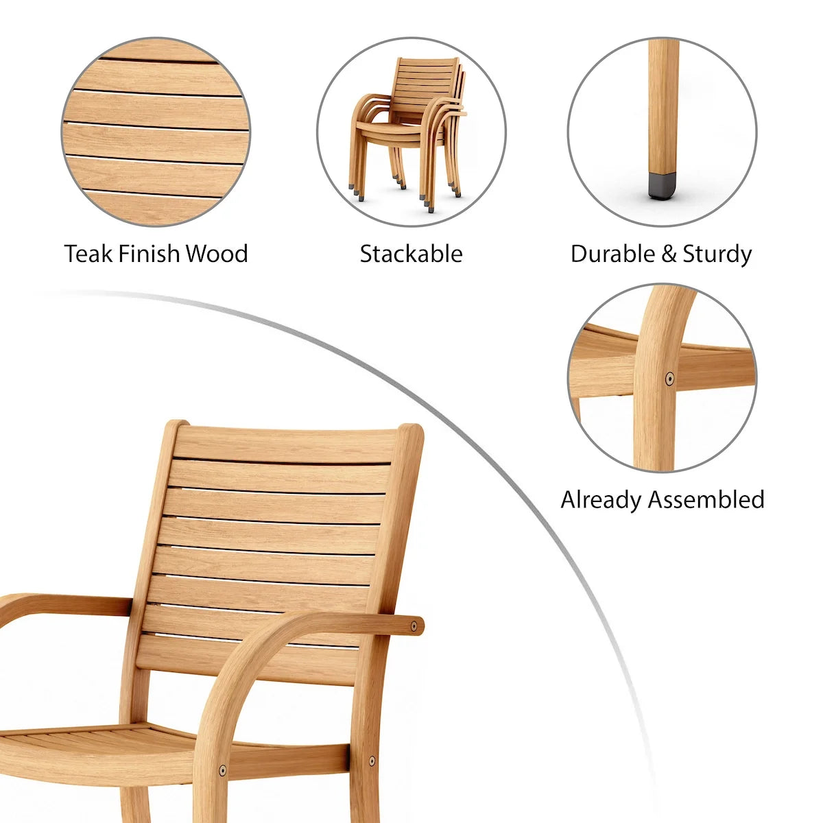 9-Piece Teak Finish Wood Extendable Patio Dining Set Y377