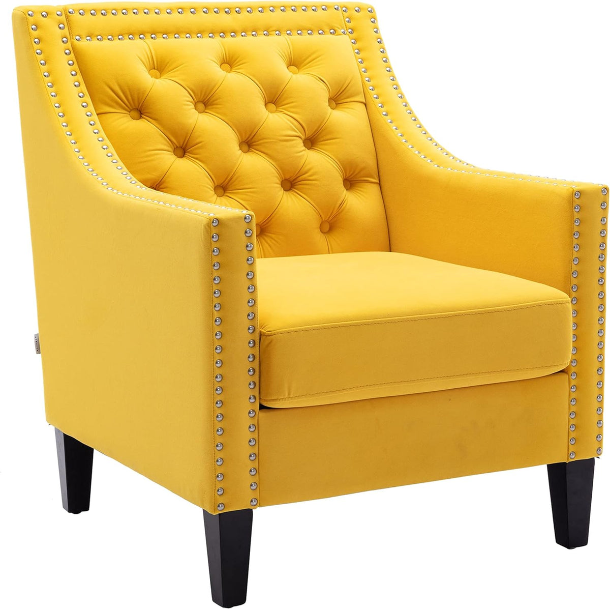 Velvet Accent Chair with Wood Legs E2077