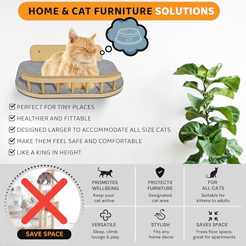3 Steps Hardwood Cat Wall Shelves Q921